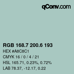 カラーコード: RGB 168.7 200.6 193 | qconv.com
