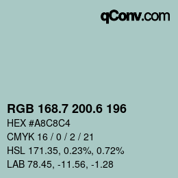 カラーコード: RGB 168.7 200.6 196 | qconv.com