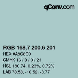 カラーコード: RGB 168.7 200.6 201 | qconv.com