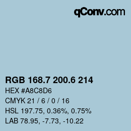 カラーコード: RGB 168.7 200.6 214 | qconv.com
