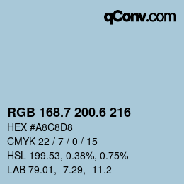カラーコード: RGB 168.7 200.6 216 | qconv.com