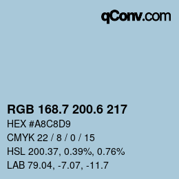 カラーコード: RGB 168.7 200.6 217 | qconv.com