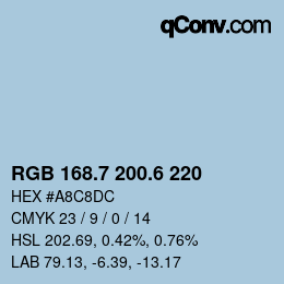 カラーコード: RGB 168.7 200.6 220 | qconv.com