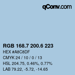カラーコード: RGB 168.7 200.6 223 | qconv.com