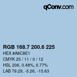 カラーコード: RGB 168.7 200.6 225 | qconv.com