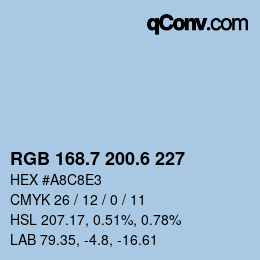 カラーコード: RGB 168.7 200.6 227 | qconv.com