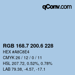 カラーコード: RGB 168.7 200.6 228 | qconv.com