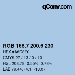 カラーコード: RGB 168.7 200.6 230 | qconv.com
