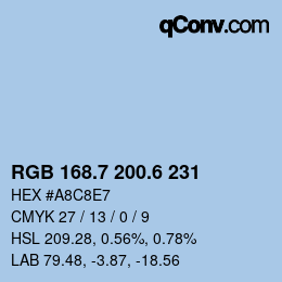 カラーコード: RGB 168.7 200.6 231 | qconv.com