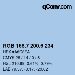 カラーコード: RGB 168.7 200.6 234 | qconv.com