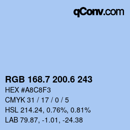 カラーコード: RGB 168.7 200.6 243 | qconv.com
