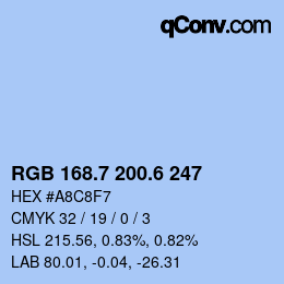 カラーコード: RGB 168.7 200.6 247 | qconv.com