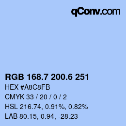 カラーコード: RGB 168.7 200.6 251 | qconv.com