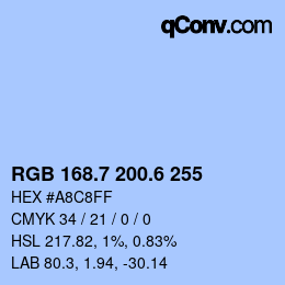 カラーコード: RGB 168.7 200.6 255 | qconv.com
