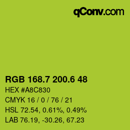 カラーコード: RGB 168.7 200.6 48 | qconv.com
