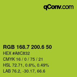 カラーコード: RGB 168.7 200.6 50 | qconv.com