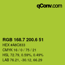 カラーコード: RGB 168.7 200.6 51 | qconv.com