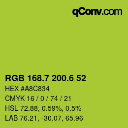 カラーコード: RGB 168.7 200.6 52 | qconv.com