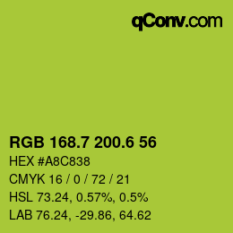 カラーコード: RGB 168.7 200.6 56 | qconv.com