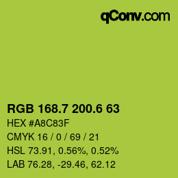 カラーコード: RGB 168.7 200.6 63 | qconv.com
