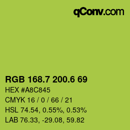 カラーコード: RGB 168.7 200.6 69 | qconv.com