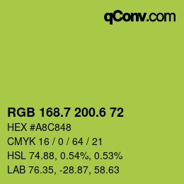 カラーコード: RGB 168.7 200.6 72 | qconv.com