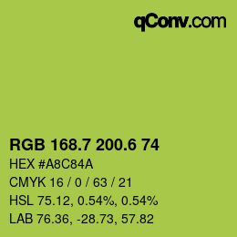 カラーコード: RGB 168.7 200.6 74 | qconv.com