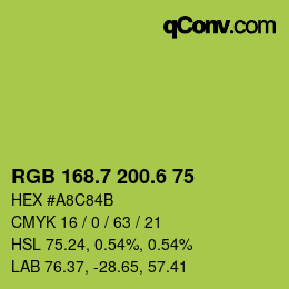 カラーコード: RGB 168.7 200.6 75 | qconv.com