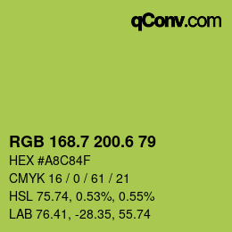 カラーコード: RGB 168.7 200.6 79 | qconv.com