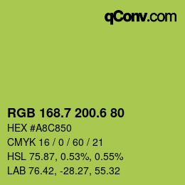 カラーコード: RGB 168.7 200.6 80 | qconv.com