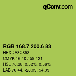 カラーコード: RGB 168.7 200.6 83 | qconv.com
