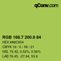 カラーコード: RGB 168.7 200.6 84 | qconv.com