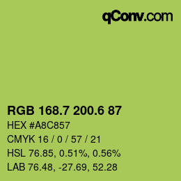 カラーコード: RGB 168.7 200.6 87 | qconv.com