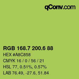 カラーコード: RGB 168.7 200.6 88 | qconv.com