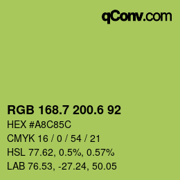 カラーコード: RGB 168.7 200.6 92 | qconv.com