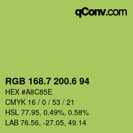 カラーコード: RGB 168.7 200.6 94 | qconv.com