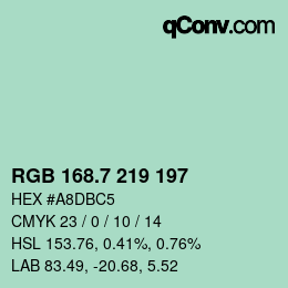 カラーコード: RGB 168.7 219 197 | qconv.com