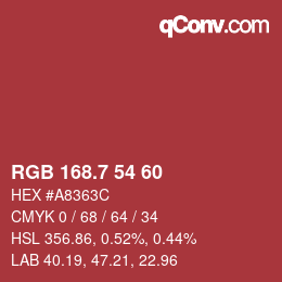 カラーコード: RGB 168.7 54 60 | qconv.com