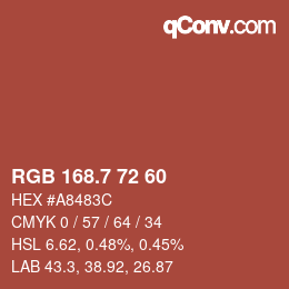 カラーコード: RGB 168.7 72 60 | qconv.com