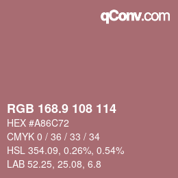 Color code: RGB 168.9 108 114 | qconv.com