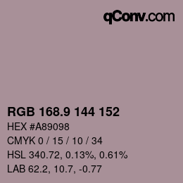 Color code: RGB 168.9 144 152 | qconv.com