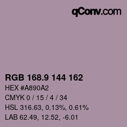 カラーコード: RGB 168.9 144 162 | qconv.com