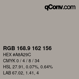 カラーコード: RGB 168.9 162 156 | qconv.com