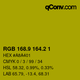カラーコード: RGB 168.9 164.2 1 | qconv.com