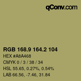 Color code: RGB 168.9 164.2 104 | qconv.com