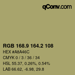 Color code: RGB 168.9 164.2 108 | qconv.com