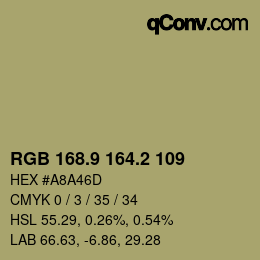 Color code: RGB 168.9 164.2 109 | qconv.com