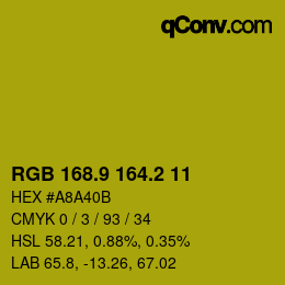 カラーコード: RGB 168.9 164.2 11 | qconv.com