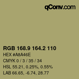 Color code: RGB 168.9 164.2 110 | qconv.com