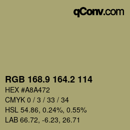Color code: RGB 168.9 164.2 114 | qconv.com